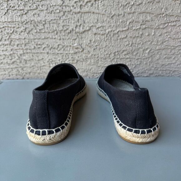 Tory Burch Canvas Black Ivory Color Block Flat Espadrille Size 10.5 Cap Toe - Picture 4 of 14